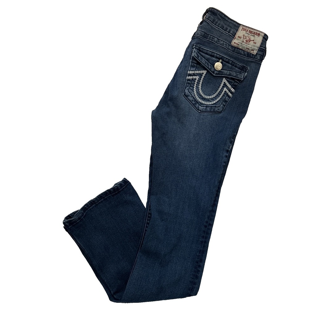 True Religion Becca Mid Rise Bootcut Jeans Womens 29 x 31 Blue Classic Y2K